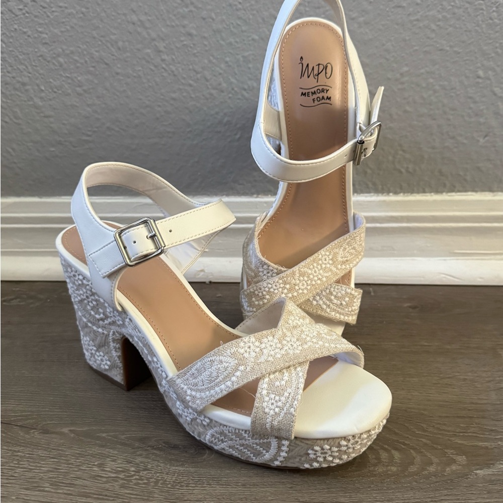 Impo Cream and White Platform Heels